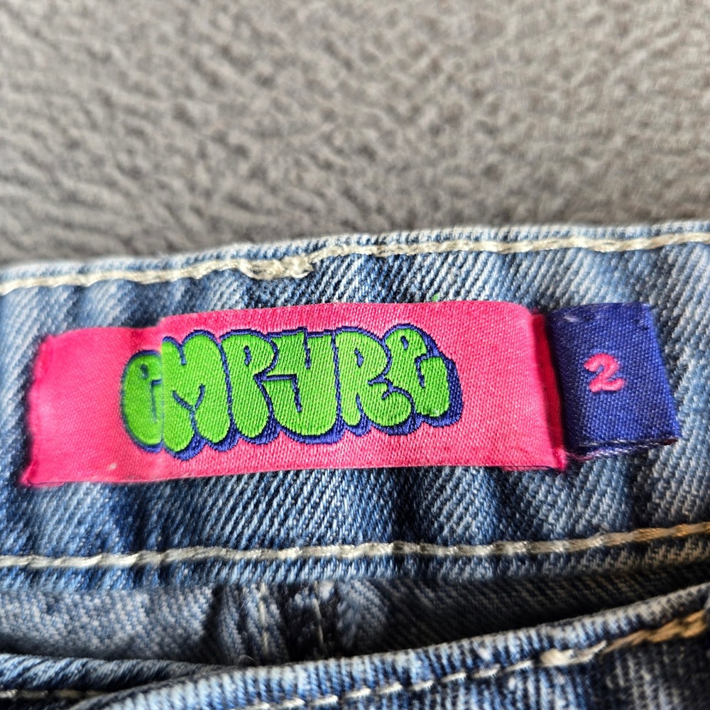 Empyre Loose Fit Light Wash Blue Skate Jeans Graffiti Logo Size 2 Womens 26 - Picture 3 of 6